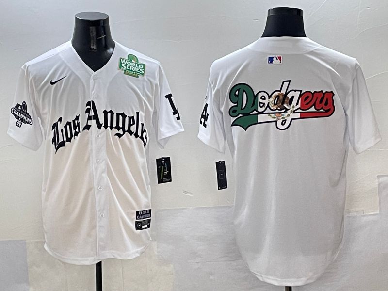 Men Los Angeles Dodgers Blank White Five generations Joint Name 2025 Nike MLB Jersey style 43->los angeles dodgers->MLB Jersey